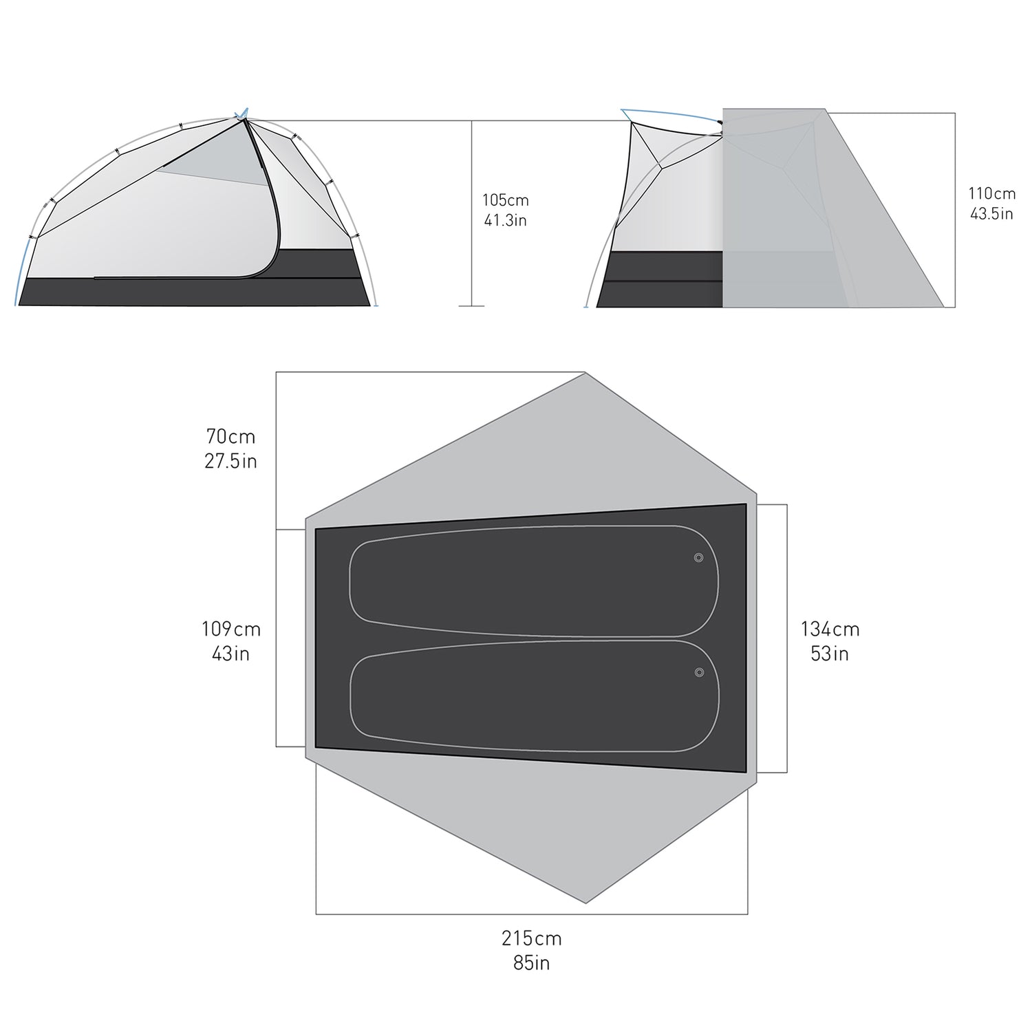 2 Person || Telos Plus Freestanding Ultralight Tent