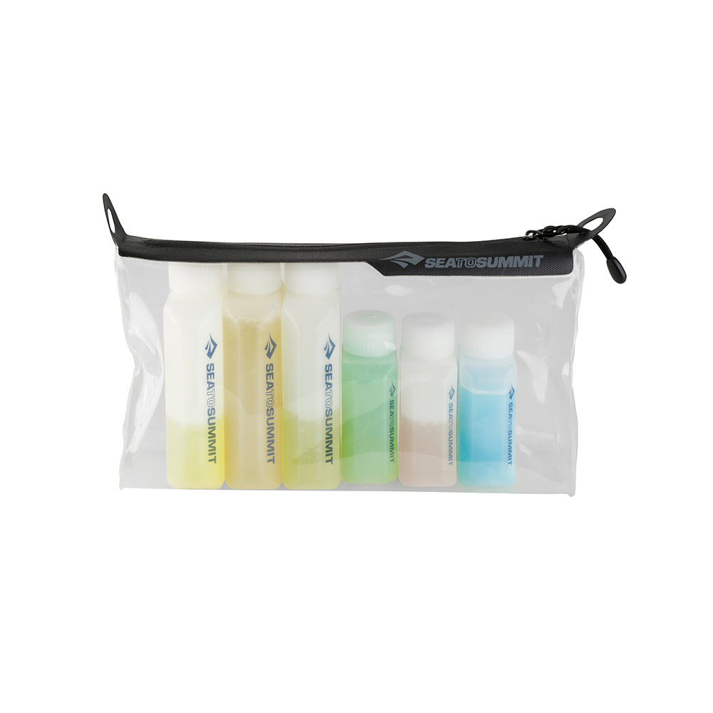 Set of 4 TSA Clear Toiletry Bags with Empty TSA Approved Travel Containers  For Packing, Assorted Colors