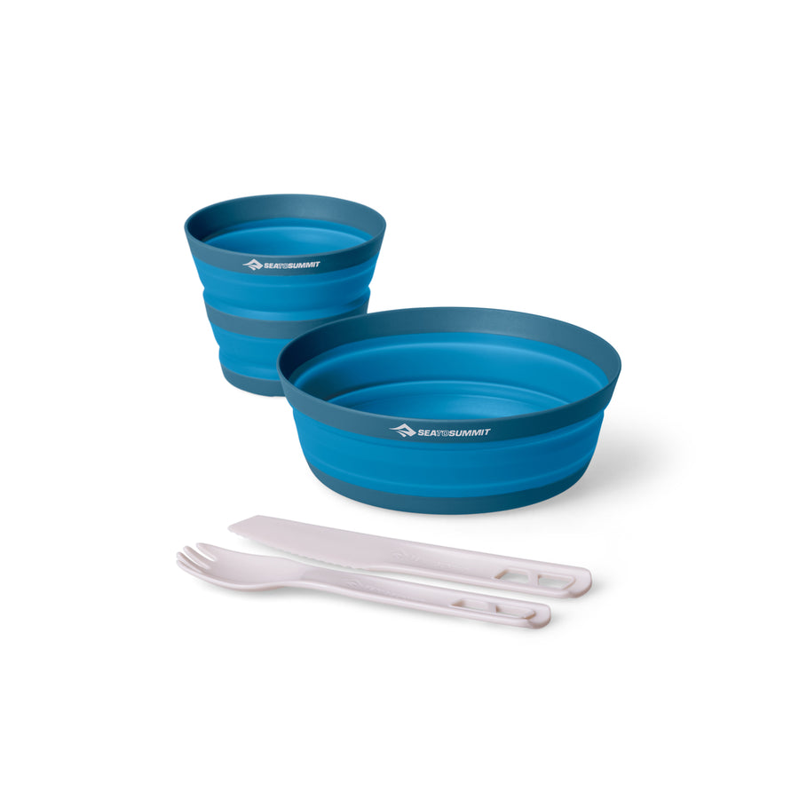 Pagoda Blue || XLite Collapsible Bowl, Cup, Spork & Knife Set