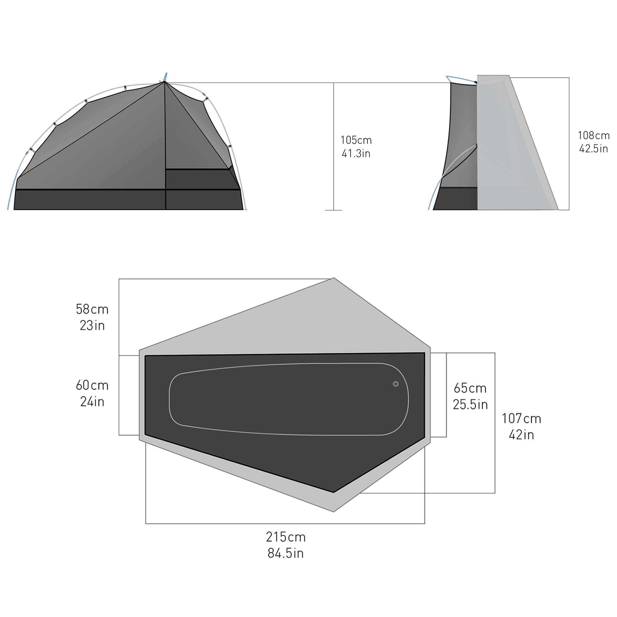 Alto TR 1 - One Person Semi Freestanding Ultralight Tent for