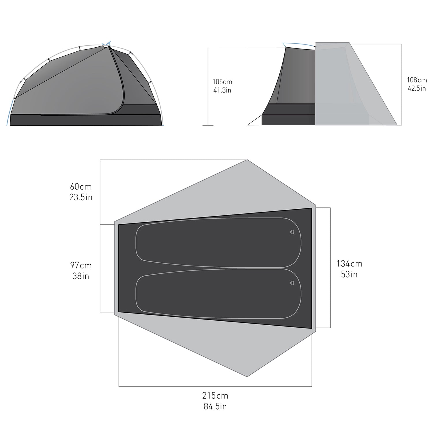 2 Person || Alto Semi-Free Standing Ultralight Tent