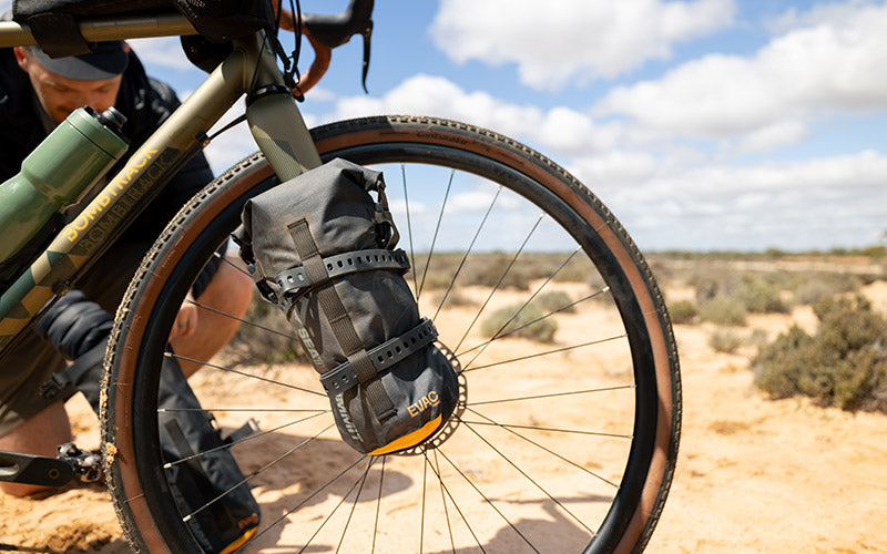 gravel bike fork bags Evac Bikepack Dry Bag Set