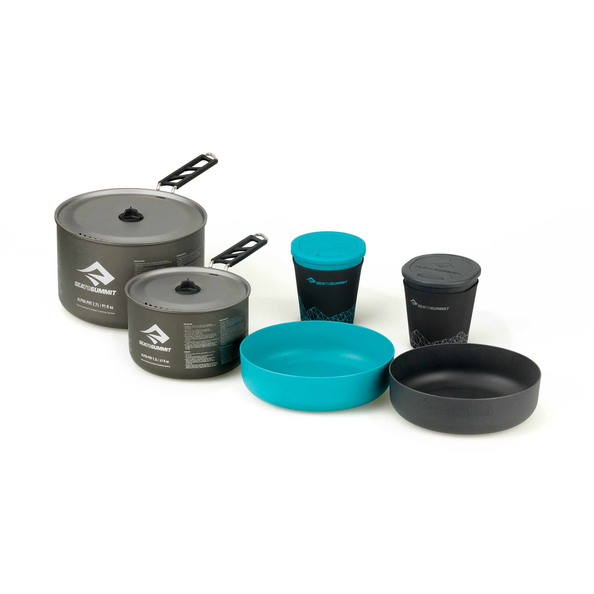 Used Alpha Camping Cook Set 2.2 - 2 Pots, 2 Bowls & 2 Mugs | Sea to Summit