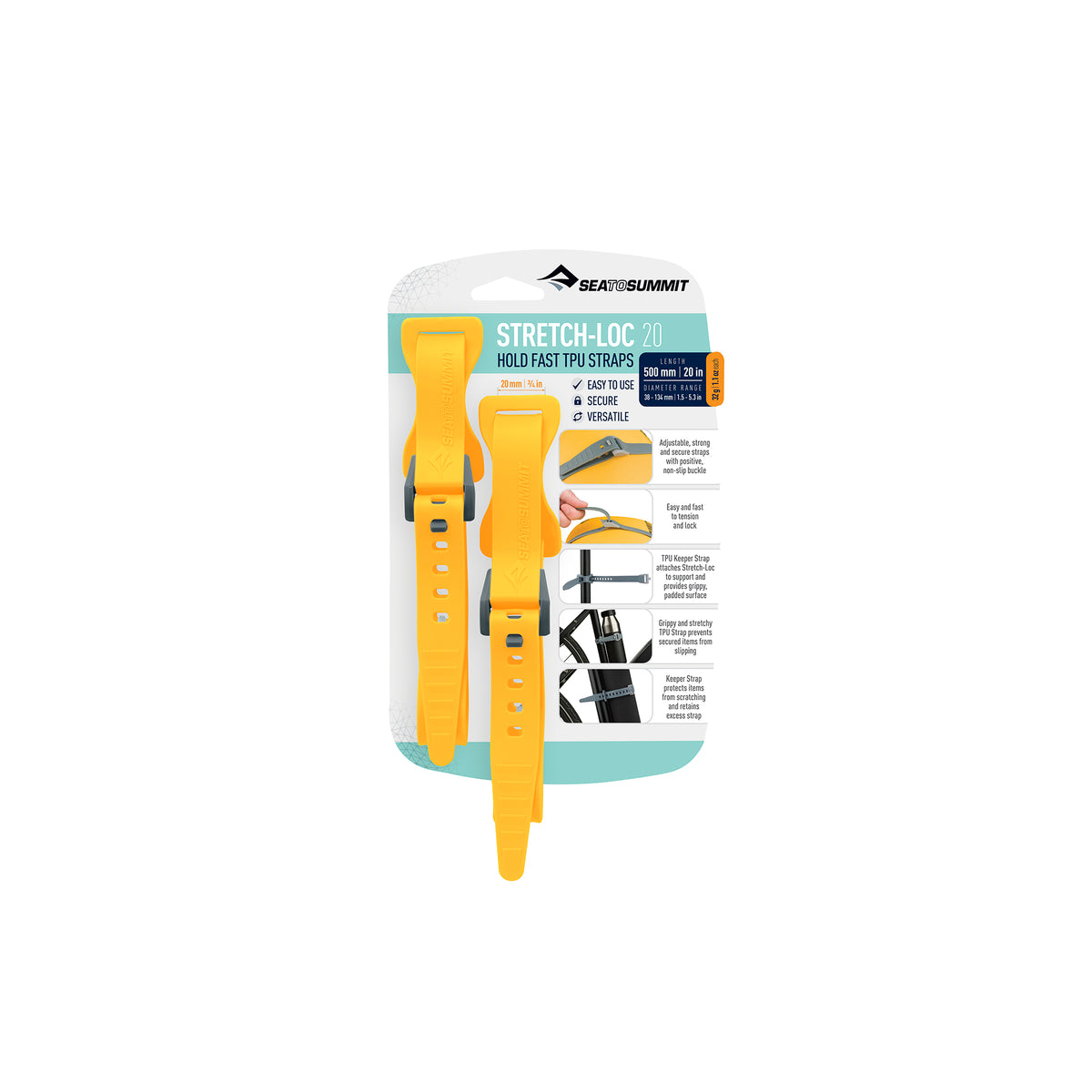 20IN Straps / 1/2in | 12mm / Yellow || Stretch-Loc TPU Straps (2 Pack)