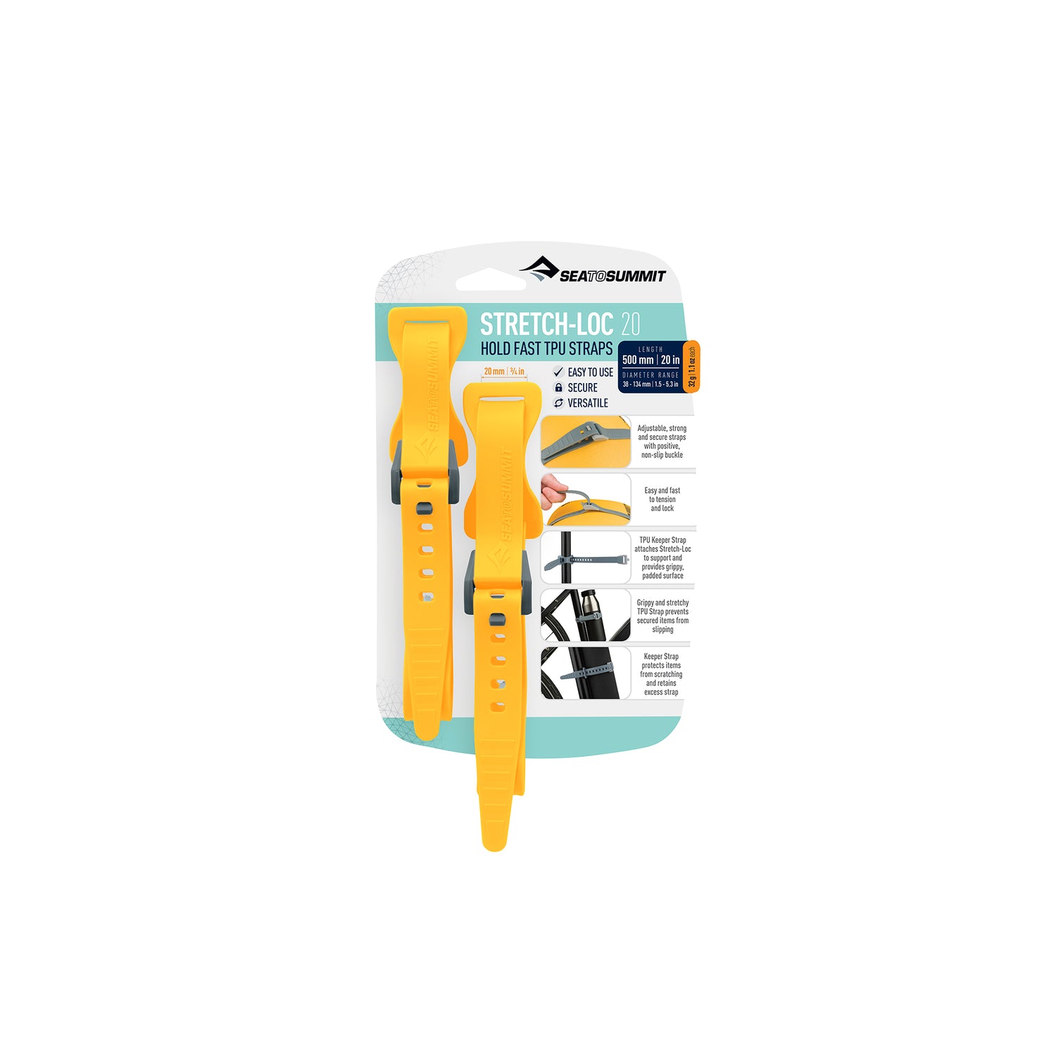 20IN Straps / 1/2in | 12mm / Yellow || Stretch-Loc TPU Straps (2 Pack)