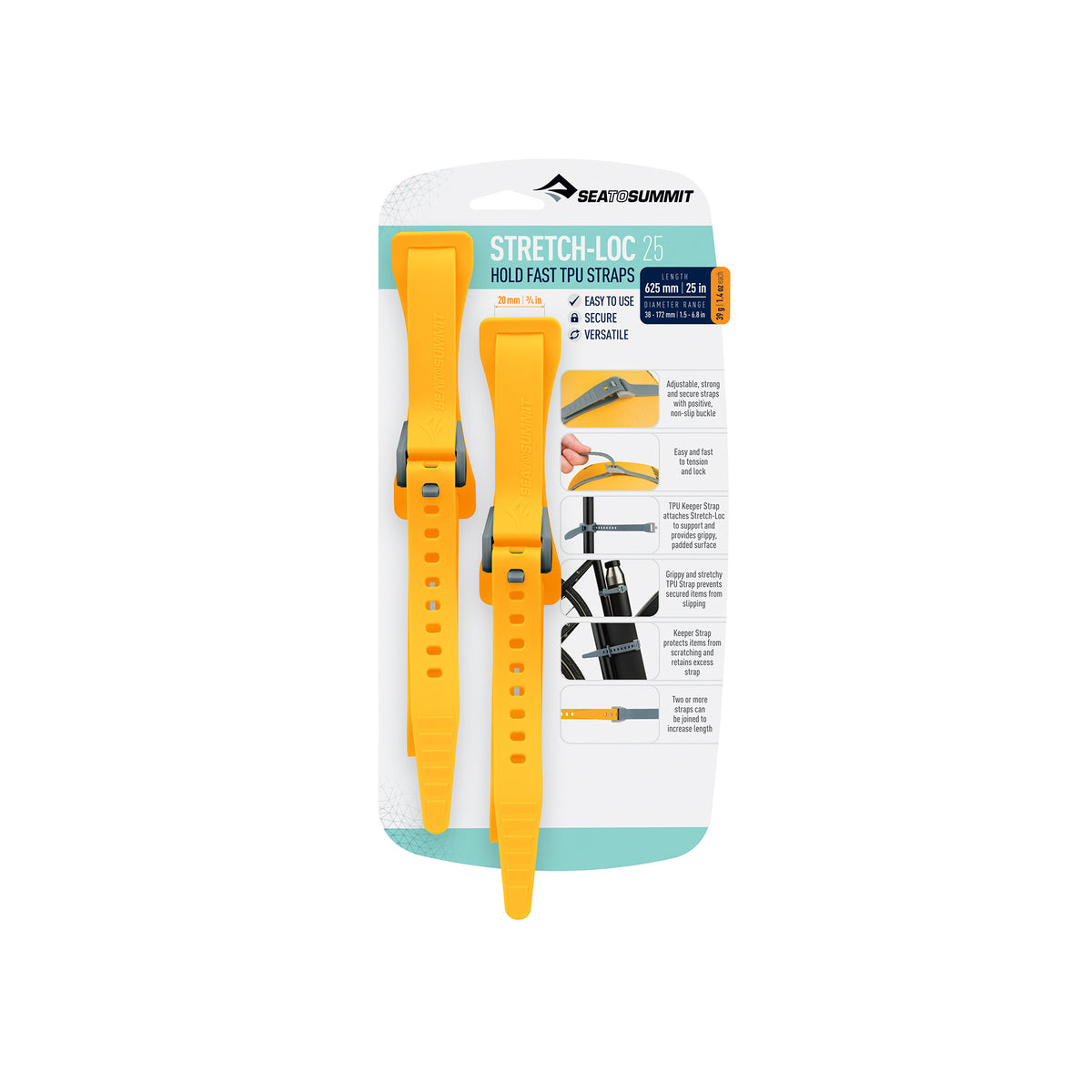 25IN Straps / 1/2in | 12mm / Yellow || Stretch-Loc TPU Straps (2 Pack)